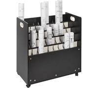 VEVOR Chariot de Rangement pour Plans de Construction Architecturale à 50 Emplacements, Support de Plans Mobile, Meuble de Rangement en Bois, pour Affiche de Carte, Fichiers en Rouleau, Bureau