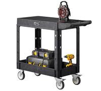 VEVOR Chariot de Service, 1015x450x850 mm, Desserte à Roulettes Utilitaire en Plastique Robuste à 2 Niveaux, avec Roues Pivotantes 360° (2 avec Freins), Adapté pour Entrepôt, Bureau, Maison, Nettoyage