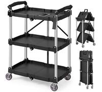 VEVOR Chariot de service 3 étagères 65x39x83 cm Capacité 74,8 kg Roues pivotantes (2 avec freins)