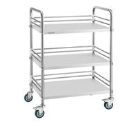 VEVOR Chariot de Service Utilitaire 3 Niveaux, Desserte en INOX avec Roues Verrouillables, pour Soins Médicaux Hôpital Clinique Restaurant Cuisine et Salon de Coiffure, Chariot de Laboratoire Mobile
