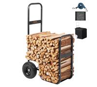 VEVOR Chariot Transport Bois de Chauffage Charge 113,4 kg Chariot de Bûches de Bois Acier 67x52x110 cm Range Bûche Intérieur avec Roues PU Housse Imperméable Porte Bûche Extérieur pour Cheminée, Noir