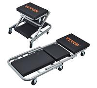 VEVOR Chariot de Visite et Tabouret d’Atelier 2 en 1, Chariot Roulant Pliable pour Mécanicien, Capacité 136 kg, Profil Bas, 6 Roues, pour Garage, Magasin, Réparation Automobile, Allonger ou s'Asseoir