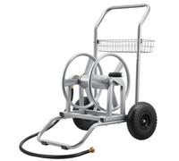 VEVOR Chariot Enrouleur de Tuyau Arrosage 6096 cm 9144 cm Dévidoir de Tuyau Arrosage sur 2 Roues pour Arroser le Jardin et Lavage de Voiture, Déplacement Fluide, avec Poignée et Panier de Rangement