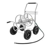 VEVOR Chariot Enrouleur de Tuyau, capacité du Tuyau d'eau 1,5 cm et 76 m, Outils Mobiles avec 4 Roues, Plantation extérieure Acier revêtement en Poudre Panier de Rangement, pour Jardin, Cour, pelouse