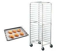 VEVOR Chariot Plaques à Pain 20 Niveaux, Étagère de Boulangerie Commerciale avec Roues de Frein, Chariot de Rangement en Aluminium pour Plateaux Demi-feuilles Complètes, Équipement de Cuisson du Pain