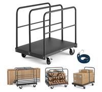 VEVOR Chariot Porte-plaques de Plâtre, Charge 816,5 kg, Chariot Porte-panneaux de Cloisons Sèches à Plateforme 914 x 610 mm, avec Roulettes Pivotantes 2 Freins, Rampes Latérales, pour Transport, Noir