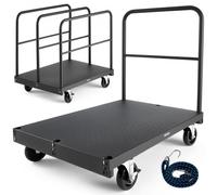 VEVOR Chariot Porte-plaques de Plâtre, Charge 816,5 kg, Chariot Porte-panneaux de Cloisons Sèches à Plateforme 914 x 610 mm, avec Roulettes Pivotantes 2 Freins, Rampes Latérales, pour Transport, Noir