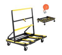VEVOR Chariot Porte-plaques de Plâtre, Charge 816,5 kg, Chariot Porte-panneaux de Cloisons Sèches, avec Roulettes Pivotantes, Base Extensible, Sangle Arrimage, Bandes Antidérapantes, pour Transport