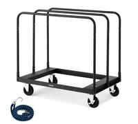 VEVOR Chariot Porte-plaques de Plâtre, Charge 816,5 kg, Chariot Porte-panneaux de Cloisons Sèches, avec Roulettes Pivotantes, Sangle d'Arrimage, Rampes Latérales, pour Transport, Usine, Entrepôt, Noir