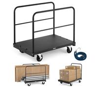 VEVOR Chariot Porte-plaques de Plâtre, Charge 816,5 kg, Chariot Porte-Panneaux de Cloisons Sèches Plateforme 914 x 610 mm avec roulettes Pivotantes, Rampes Latérales, pour Transport, Usine, Entrepôt