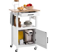 VEVOR Chariot pour îlot de cuisine avec armoire à une porte, chariot mobile avec tiroir & porte-serviettes & crochet, table portable sur roulettes pivotantes, petits îlots à café, support pour micro-o