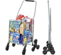 VEVOR Chariot pour monter les escaliers, 45 l, Chariot pour monter les escaliers avec roue pivotante à 360°, Chariot polyvalent pour monter les escaliers, idéal pour le transport du linge, argenté