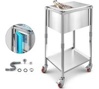 VEVOR Chariot réfrigérant 28 L Récipient réfrigérant avec roulettes (51 x 36 x 97 cm), Refroidisseur de boissons en acier inoxydable sur roulettes, Ice Chest pour l'extérieur avec étagère
