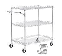VEVOR Chariot Utilitaire à 3 Niveaux Chariot Roulant sur Roues 76,2 x 45,8 x 82,3 cm 300 kg 6 Crochets