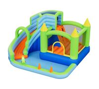 VEVOR Château Gonflable, Aire de Jeux Gonflable avec Toboggan Aquatique, Piscine, Zone de Saut, Canon à Eau, Panier de Basket, pour 3 à 4 Enfants de 3 à 8 Ans, 344x374x213 cm, Souffleur Inclus