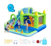 VEVOR Château Gonflable, Aire de Jeux Gonflable avec Toboggan Aquatique, Piscine, Zone de Saut, Canon à Eau, Panier de Basket, pour 3 à 4 Enfants de 3 à 8 Ans, 344x374x213 cm, Souffleur Inclus