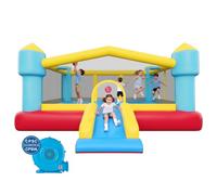 VEVOR Château Gonflable, Aire de Jeux Gonflable Enfant avec Souffleur, Toboggan, Jeu de Cible, Zone de Saut, Panier de Basket, pour 3 à 4 Enfants de 3 à 8 Ans, Extérieur et Intérieur, 448x420x207 cm