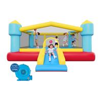 VEVOR Château Gonflable, Aire de Jeux Gonflable Enfant avec Souffleur, Toboggan, Jeu de Cible, Zone de Saut, Panier de Basket, pour 3 à 4 Enfants de 3 à 8 Ans, Extérieur et Intérieur, 448x420x207 cm