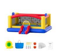 VEVOR Château Gonflable, Structure Gonflable avec Souffleur, Toboggan et Sac de Rangement, Aire de Jeu Gonflable d’Arrière-Cour et de Plein Air, pour Enfants Âgés de 3 à 10 Ans, 450x440x203 cm