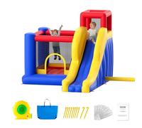 VEVOR Château Gonflable, Structure Gonflable avec Souffleur, Toboggan et Sac de Rangement, Aire de Jeu Gonflable d’Arrière-Cour et de Plein Air, pour Enfants Âgés 3-8 Ans, 340x260x230 cm, Extérieur