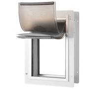 VEVOR Chatière Murale, Porte pour Chien et Chat avec Cadre en Métal de 236 x 335 mm, avec Serrure et Système à 3 Volets, Résistante aux Intempéries, pour Animaux de Compagnie, Blanc, Taille S