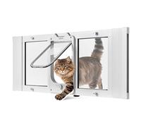 VEVOR Chatière pour Chat Convient aux Fenêtres de 889 à 1016 mm, Porte de Fenêtre pour Animal Domestique, 4 Modes de Verrouillage, Fermeture Magnétique, Aluminium Verre Haute Transparence, Blanche
