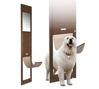 VEVOR Chatière pour Chien et Chat pour Porte Coulissante en Verre, Porte pour Animaux de Compagnie Hauteur Réglable 1927-2040 mm, Trappe pour Chien avec Rabat XL de 346x600 mm, pour Maison, Brun