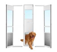 VEVOR Chatière pour Porte Coulissante en Verre, Porte pour Chien et Chat, Hauteur Réglable de 1927 à 2049mm, Ouverture Pivotante à 180°, Cadre en Alliage d'Aluminium, Rabat et Verrouillage, Taille XL