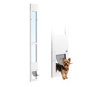VEVOR Chatière pour Porte Coulissante en Verre, Porte pour Chiens et Chats, Hauteur Réglable de 1927 à 2049 mm, Cadre en Alliage d'Aluminium avec Charnière Pivotante et Rabat à 3 Couches, Taille M
