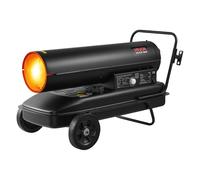 VEVOR Chauffage à Air Pulsé au Kérosène Diesel, 50 kW, Chauffage d'Appoint sur Roues, avec Température Réglable, Type Souffleur, pour Chantier, Garage, Entrepôt, Atelier, Construction, Extérieur, Noir
