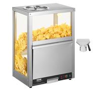 VEVOR Chauffe-Chips Nachos Commercial, Vitrine Chauffante 80 L, avec Base Chauffante et Lumière Chauffante, Présentoir à Chaud en Acier Inoxydable, pour Pop-corn, Chips de Pommes de Terre, Cacahuètes