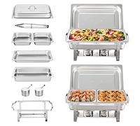 VEVOR Chauffe-Plat 2 Bacs de 7,5 L 4 Bacs de 3,5 L Buffet Chauffant à Combustible Réchaud INOX Alimentaire Récipient Maintient au Chaud pour Servir Buffet en Libre-Service Hôtel Traiteur Restauration