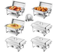VEVOR Chauffe-Plat Rectangulaire Buffet Chauffant 6PCs 7,5 L en Inox Argenté