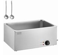 VEVOR Chauffe-Plat Buffet 18 L, Bain-Marie Électrique 1200 W, Buffet Chauffant de Comptoir, en Acier Inoxydable, Utilisation Humide ou Sèche, pour Réchauffer Les Aliments Restauration Soirée Fête