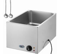 VEVOR Chauffe-Plat Buffet 18 L, Bain-Marie Électrique 1200 W, Buffet Chauffant de Comptoir en Acier Inoxydable, Utilisation Humide ou Sèche, pour Réchauffer Les Aliments Restauration Soirée, Argentée