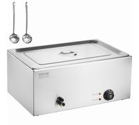 VEVOR Chauffe-Plat Buffet 18 L, Bain-Marie Électrique 1200 W, Buffet Chauffant en Acier Inoxydable, Température Réglable 30-85 °C, pour Réchauffer Les Aliments Restauration Soirée Fête, Argenté