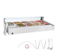 VEVOR Chauffe-Plat Buffet Bain-Marie Électrique 10 Bacs de 7,6 L Écran en Verre