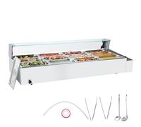 VEVOR Chauffe-Plat Buffet Bain-Marie Électrique 12 Bacs de 4,7 L Écran en Verre
