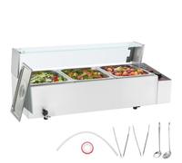 VEVOR Chauffe-Plat Buffet Bain-Marie Électrique 3 Bacs de 7,6 L Écran en Verre