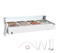 VEVOR Chauffe-Plat Buffet Bain-Marie Électrique 8 Bacs de 7,6 L Écran en Verre