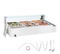Chauffe-Plat Buffet à 9 Bacs de 4,7 L-VEVOR-1500 W-Acier Inoxydable-pour Réchauffer les Aliments Restauration Soirée Fête