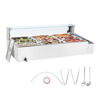 VEVOR Chauffe-Plat Buffet Bain-Marie Électrique 9 Bacs de 4,7 L Écran en Verre