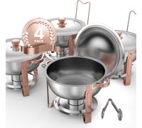 VEVOR Chauffe-Plat Buffet Chauffant Traiteur Rond 4PCs 4,6 L avec Couvercle