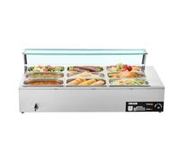 VEVOR Chauffe-Plat Électrique à Vapeur 1500 W, Buffet Chauffant en INOX, Bain-Marie avec 9 Bacs de 1/3, Couvercle en Verre et Louches à Soupe et Perforées, pour Servir Buffet en Libre-Service