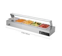 VEVOR Chauffe-plat Électrique à Vapeur 1500 W, Buffet Chauffant en Inox, Bain-marie de Comptoir, avec 5 Bacs Gastros de 1/2 et Capot en Verre, pour Servir Buffet en Libre-Service Restauration