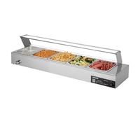 VEVOR Chauffe-plat Électrique à Vapeur 1500 W, Buffet Chauffant en Inox, Bain-marie de Comptoir, avec 5 Bacs Gastros de 1/2 et Capot en Verre, pour Servir Buffet en Libre-Service Restauration