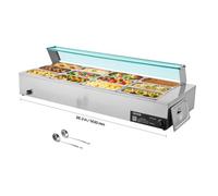 VEVOR Chauffe-Plat Électrique à Vapeur 1700 W, Buffet Chauffant en Inox, Bain-marie avec 12 Bacs de 1/3, Couvercle en Verre et Louches à Soupe et Perforées, pour Servir Buffet en Libre-Service