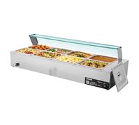 VEVOR Chauffe-Plat Électrique à Vapeur 1700 W, Buffet Chauffant en INOX, Bain-Marie avec 8 Bacs de 1/2, Couvercle en Verre et Louches à Soupe et Perforées, pour Servir Buffet en Libre-Service