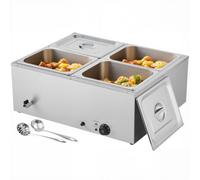 VEVOR Chauffe-Plat Électrique Buffet Chauffant 1500 W 4 Bacs avec Couvercle