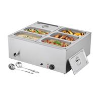 VEVOR Chauffe-Plat Buffet Bain-Marie Électrique de Comptoir 6 Bacs de 4,7 L